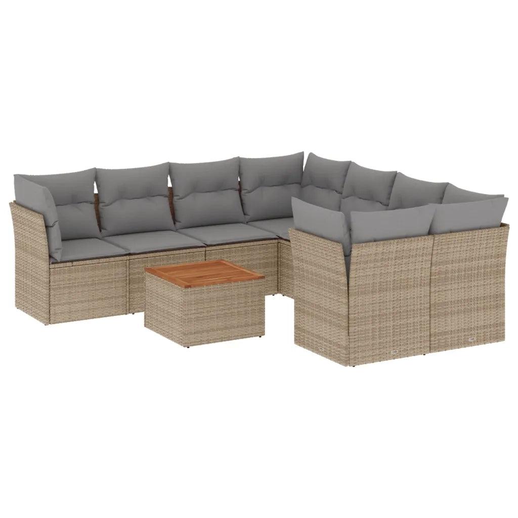 Set Divano da Giardino 9 pz con Cuscini Beige Misto Polyrattan 3255863