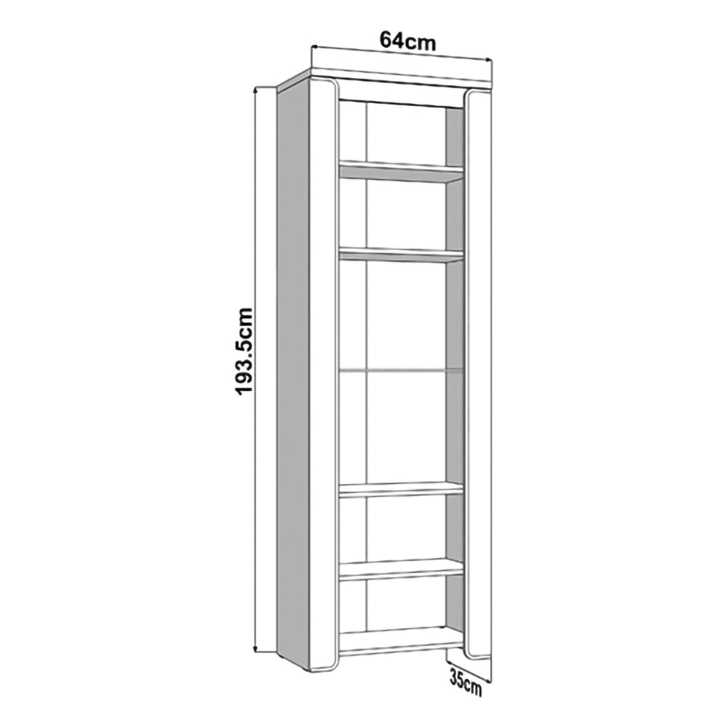 Mobile Espositore Cibiana, Vetrina 5 Ripiani, 64x35x194h cm Marrone Rovere