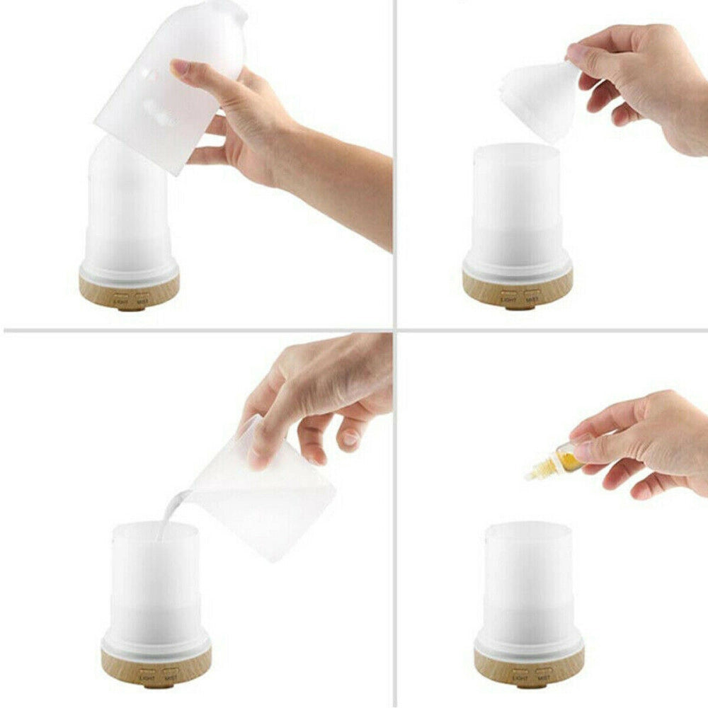 Trade Shop - Diffusore Oli Vetro Cromoterapia Aromaterapia Umidificatore Bianco E Nero 03 Led -