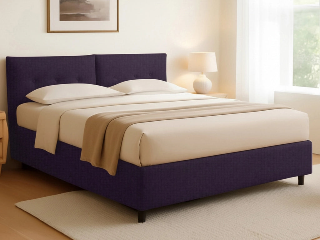 Bath, Letto Matrimoniale Sfoderabile Made in Italy, Viola