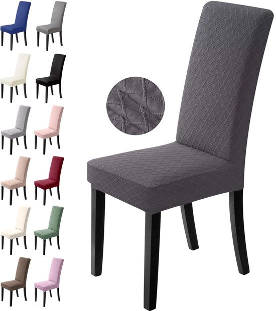 Set di 6 Cuscini di Sedia per Soggiorno Universali con Materiale Elastico, Lavarre e Rimovibile per Hotel, Banquet, Ufficio, Decorazione di Festa (6 pezzi, Grigio Scuro)