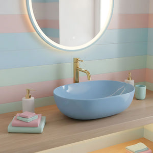 Lavabo Da Appoggio Rea Lisa L.blue Shiny