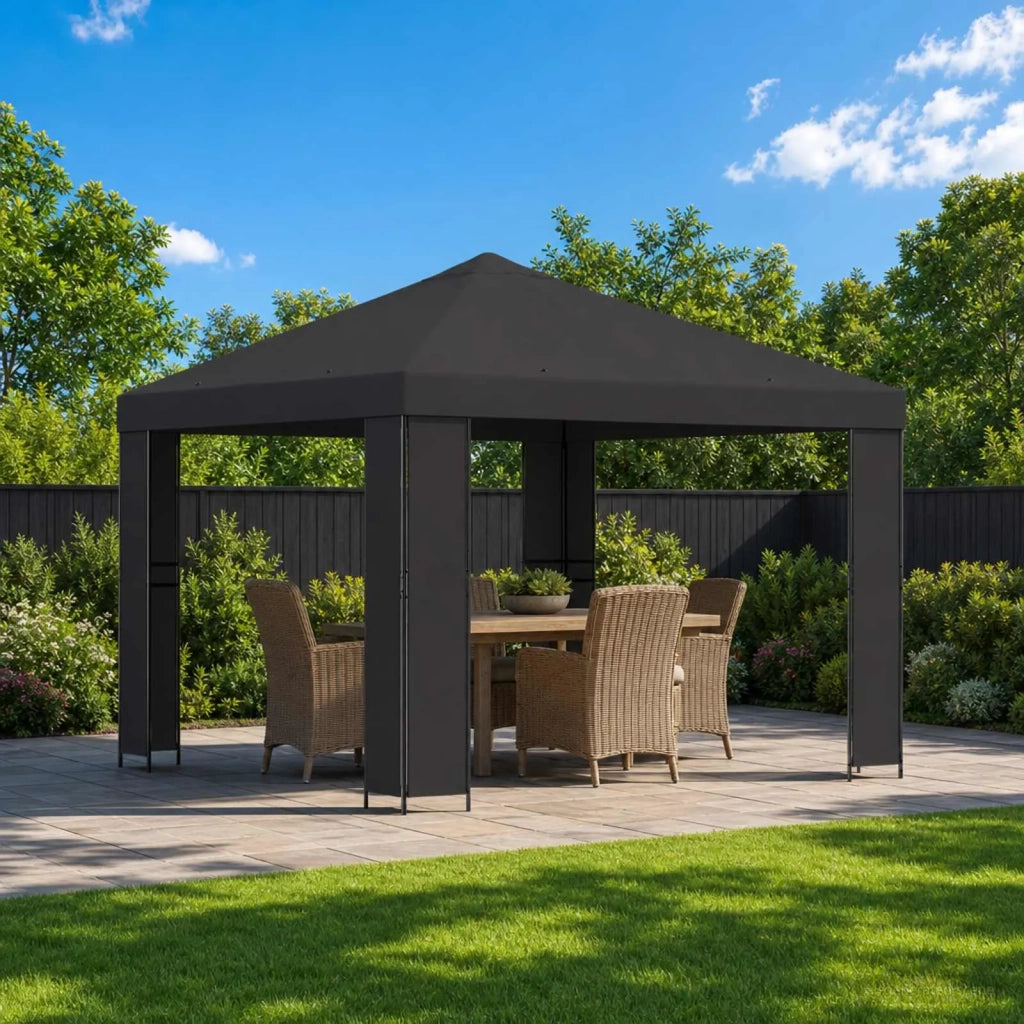 Gazebo | Pergolato 3 x 3 m Antracite Poliestere e Acciaio 190 gsm