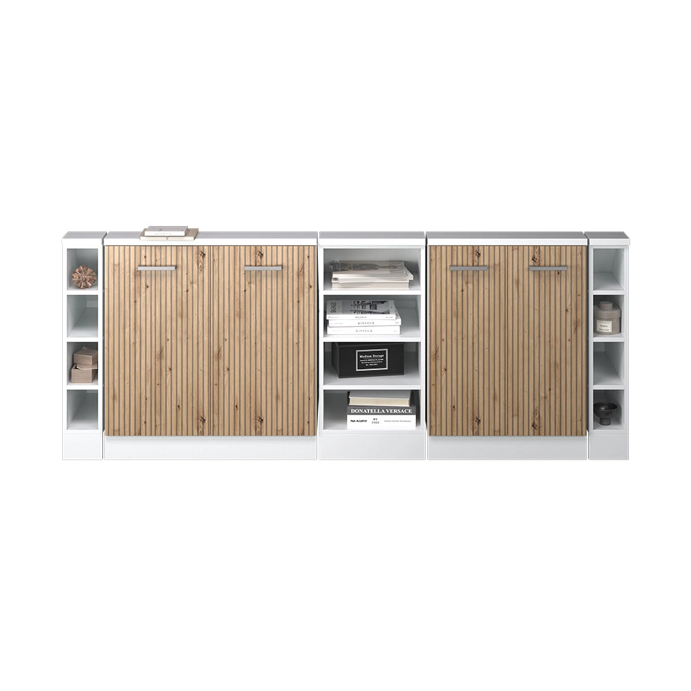 Vicco Mobile cucina sottotetto Rovere artigianale/bianco 210 cm Set di 5