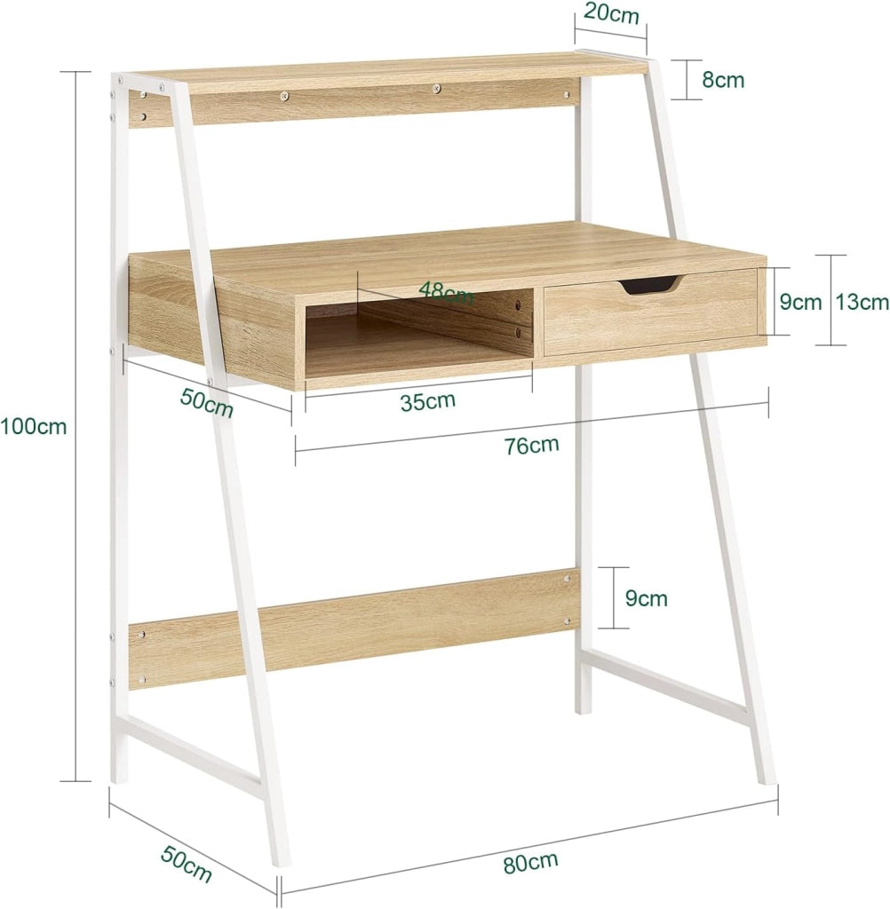 Scrivania piccola con libreria, cassetto e cubo Misura del piano del tavolo L76*P50*A75 cm FWT63-N