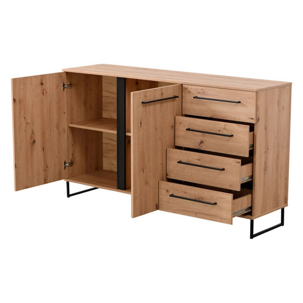 Madia Ceredano, Credenza 4 Cassetti, 159x42x95h cm Marrone Rovere Nodi