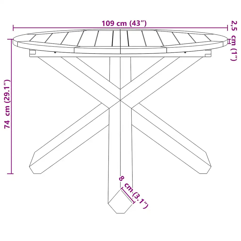 Tavolo da Giardino Ø109x74 cm in Legno Massello di Teak 4008083