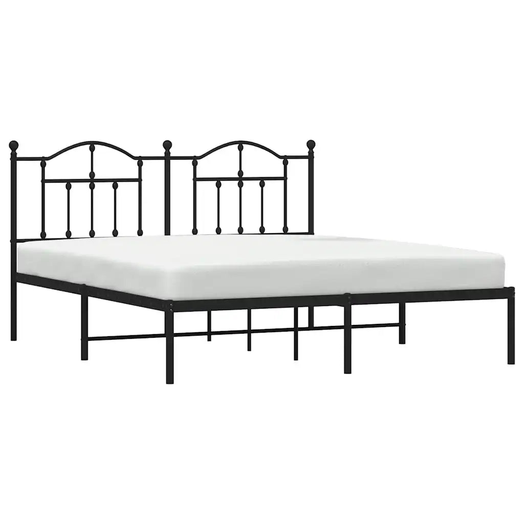 Giroletto con Testiera-Struttura Letto con testiera in Metallo Nero 183x213 cm 837366