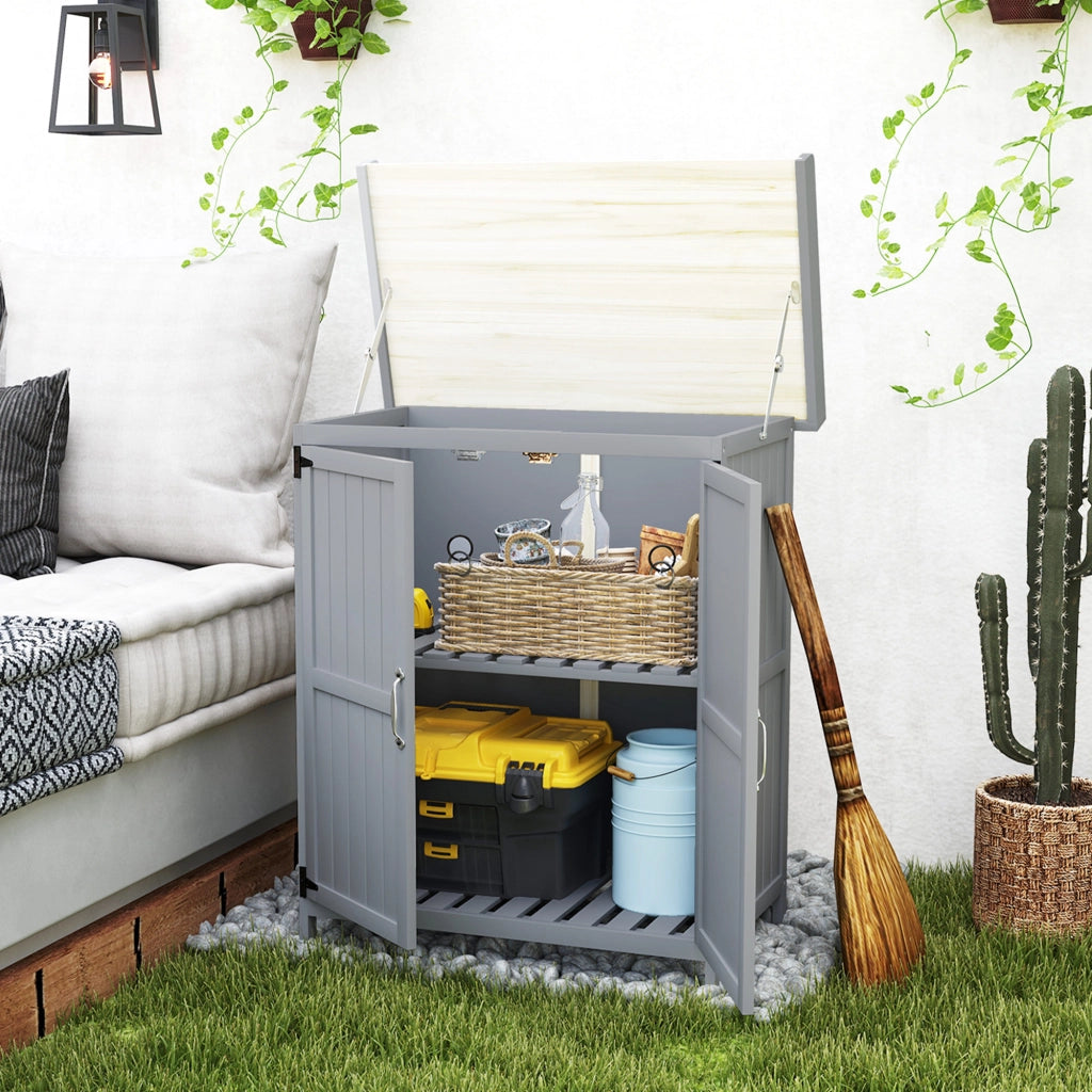 Capanno da Giardino ¨C zephmum ¨C Legno, Grigio, 2 Ante con Mensola
