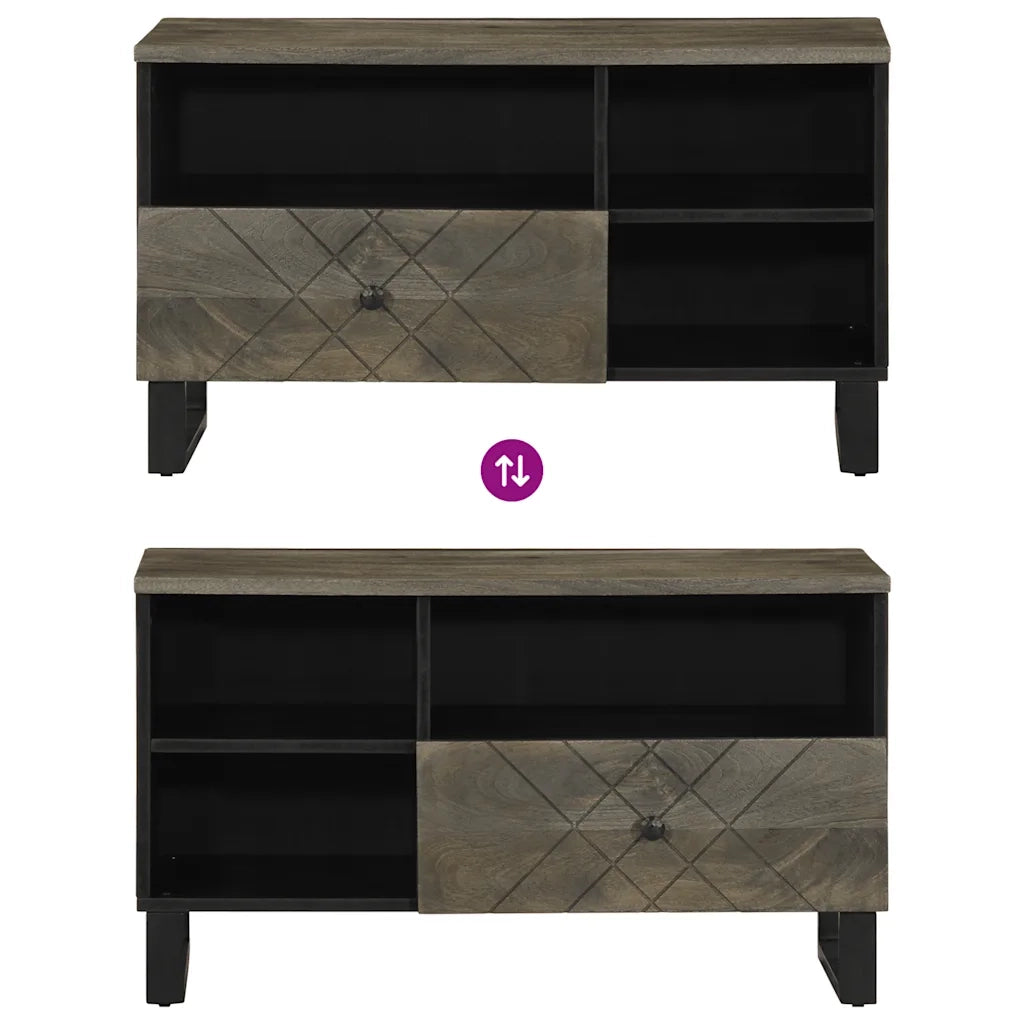 Mobile Porta TV Nero 80x33x46 cm in Legno Massello di Mango 4017701