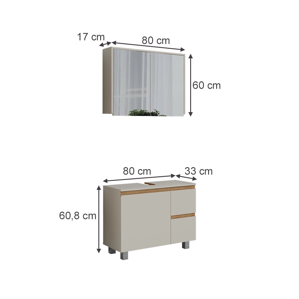 Vicco Set di mobili da bagno Cashmere/Artigianale 2 parti
