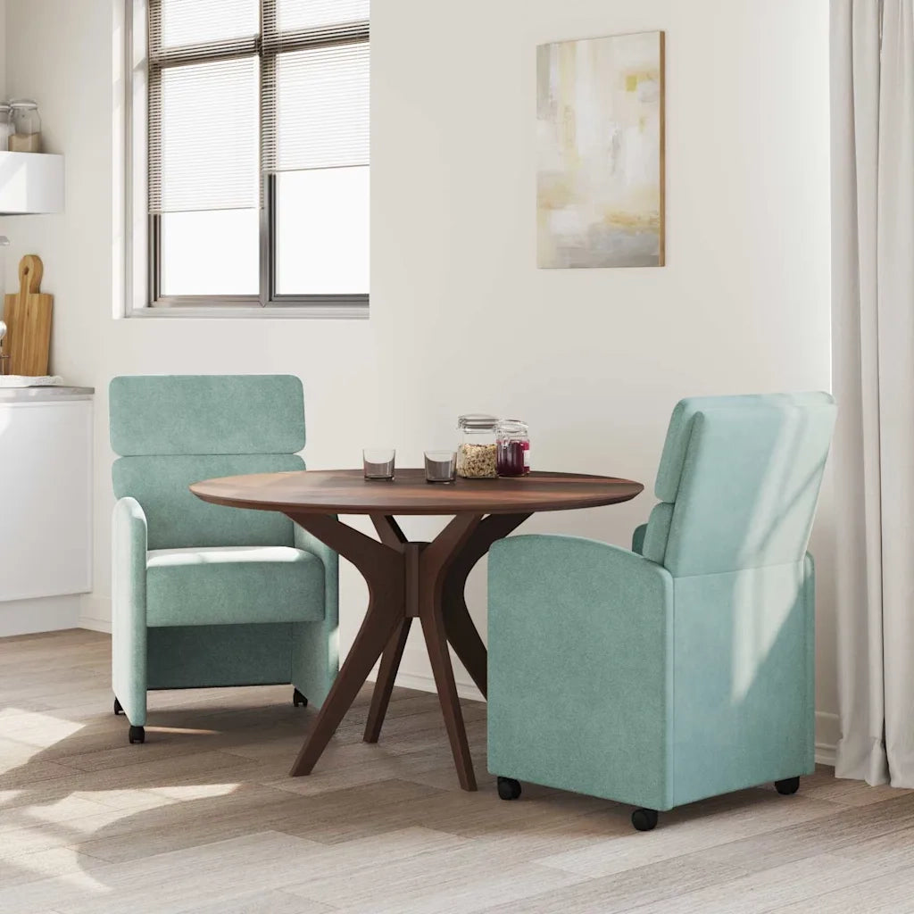 Sedie da Pranzo con Ruote 2 pcs verde mare 58 x 65 x 98 cm