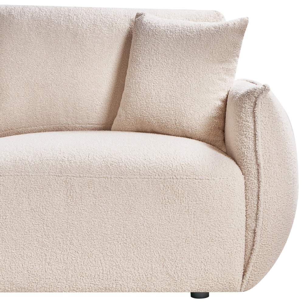 Divano angolare destro beige Boucle 5 posti Divano componibile modulare con cuscini Soggiorno moderno