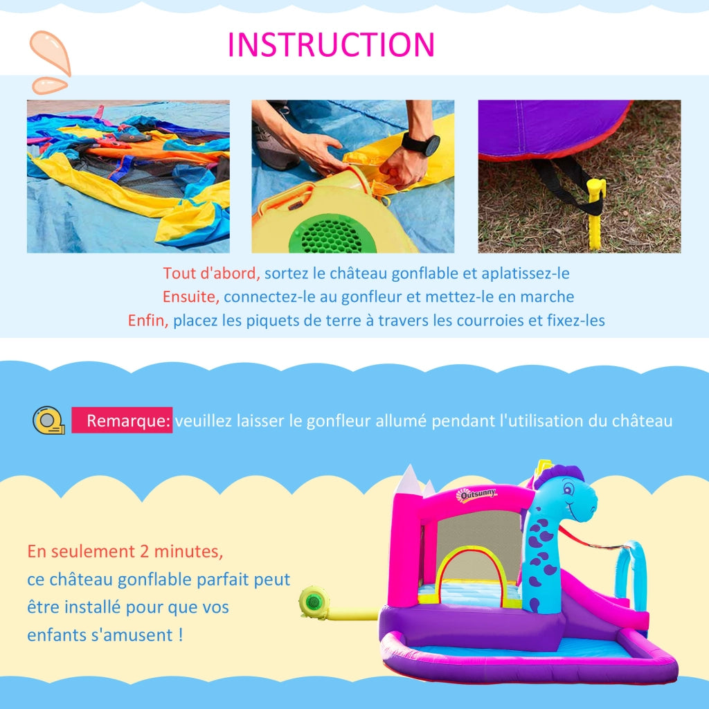 Castello gonfiabile con scivolo, trampolino, piscina e canestro ¨C zephmum ¨C Multicolore 300x270x200 cm