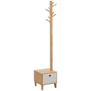 Appendiabiti con Banco e Cassetto ¨C Zephmum ¨C Legno Bamb¨´ Naturale 35x35x177 cm