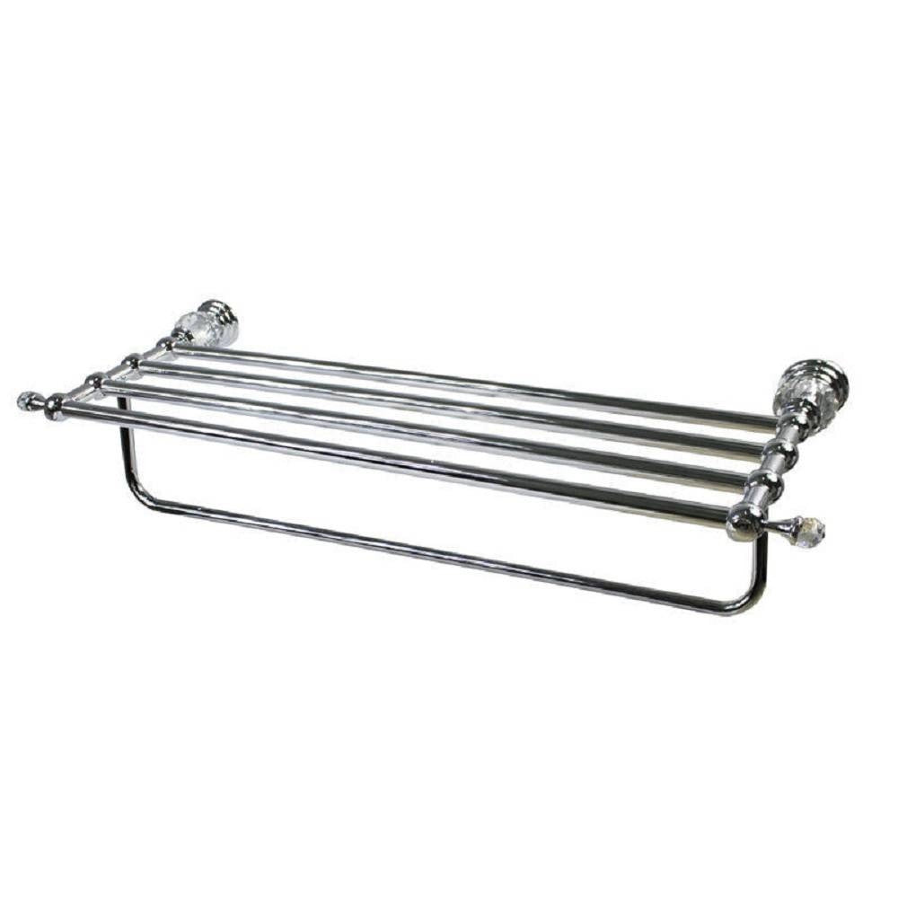 Trade Shop - Mensola Portasciugamani Da Bagno Doppio Ripiano Con Cristalli In Acrilico 52827 -