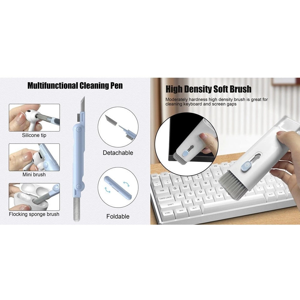 Trade Shop - Kit Pulizia Multifunzione 7in1 Per Tastiere Apparecchi Elettronici Pc Notebook -