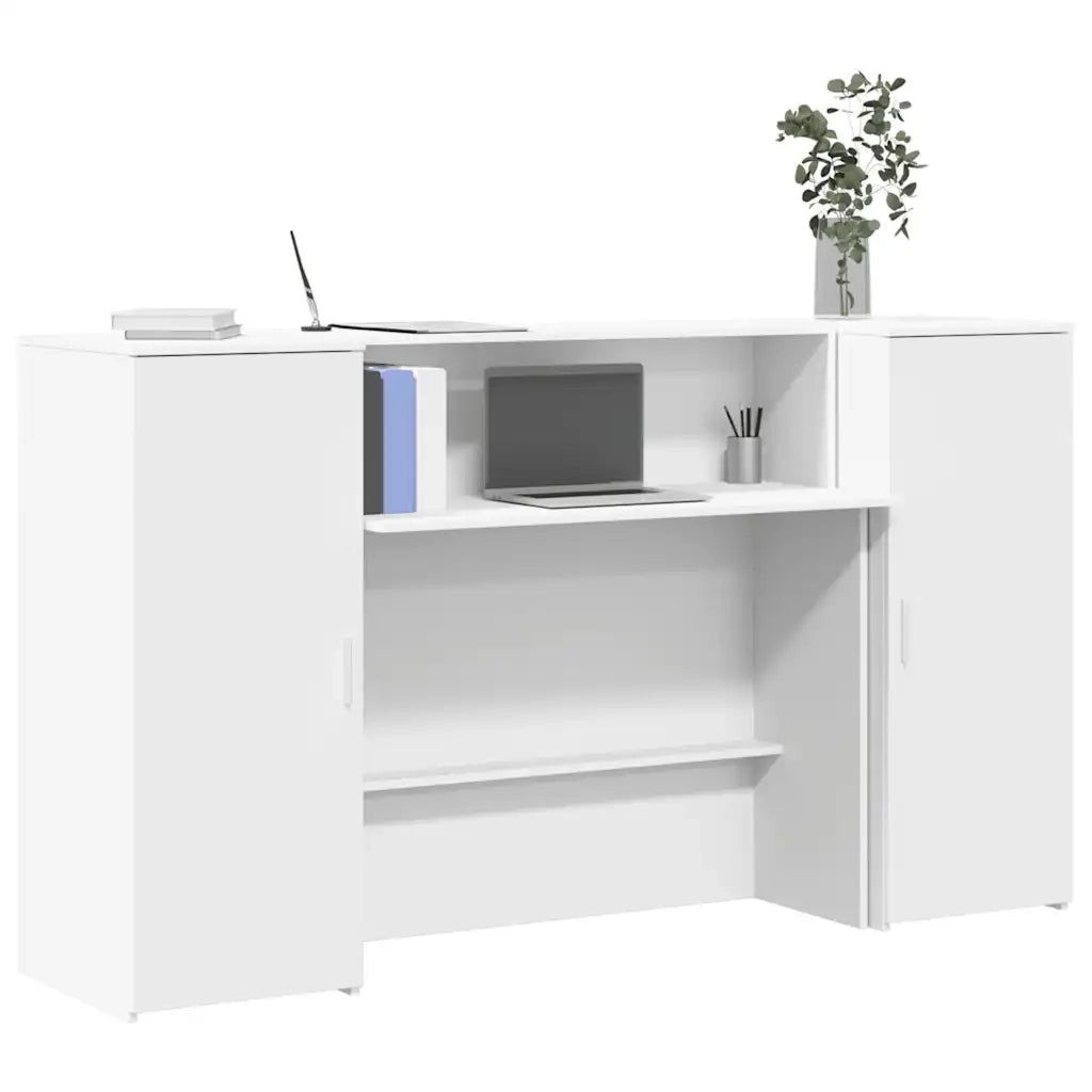 Scrivania per Reception Bianca 180x50x103,5 cm in Legno Massello 3324205