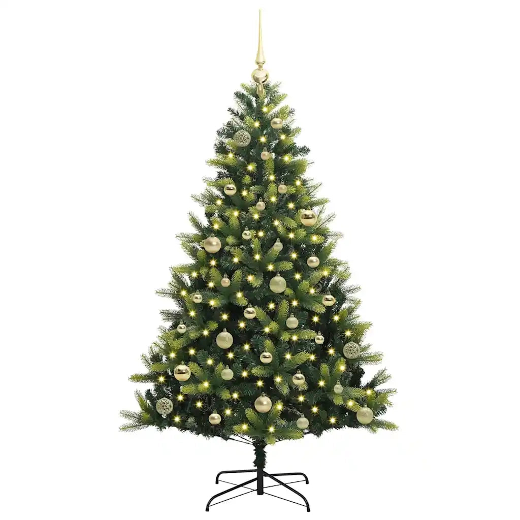 Albero di Natale | Decorazioni natalizie Artificiale Pieghevole 150 LED Verde 150 cm