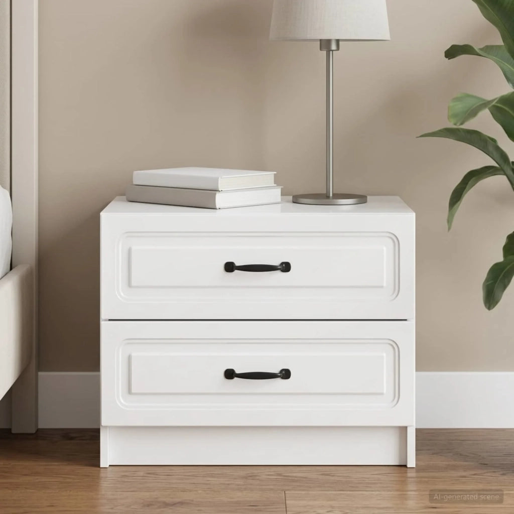 Armadio da Notte con cassetto Bianco Lucido 62 x 34,5 x 44,5 cm 895699