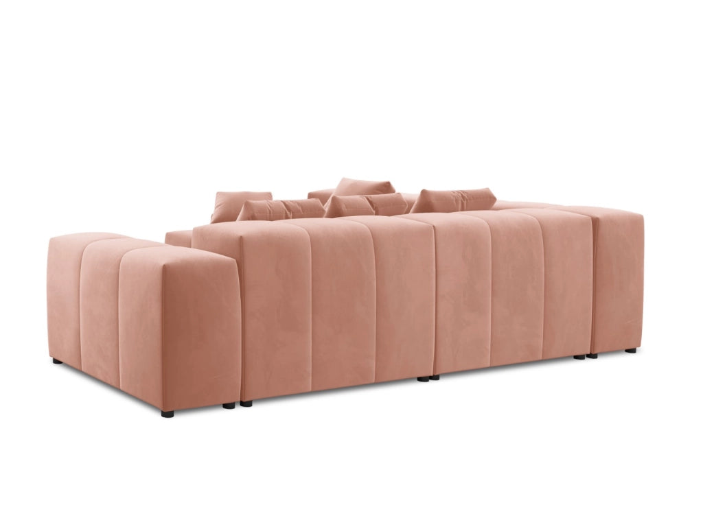 Cosmopolitan Design - Divano angolare modulare reversibile "Rome" 7 posti in velluto rosa 