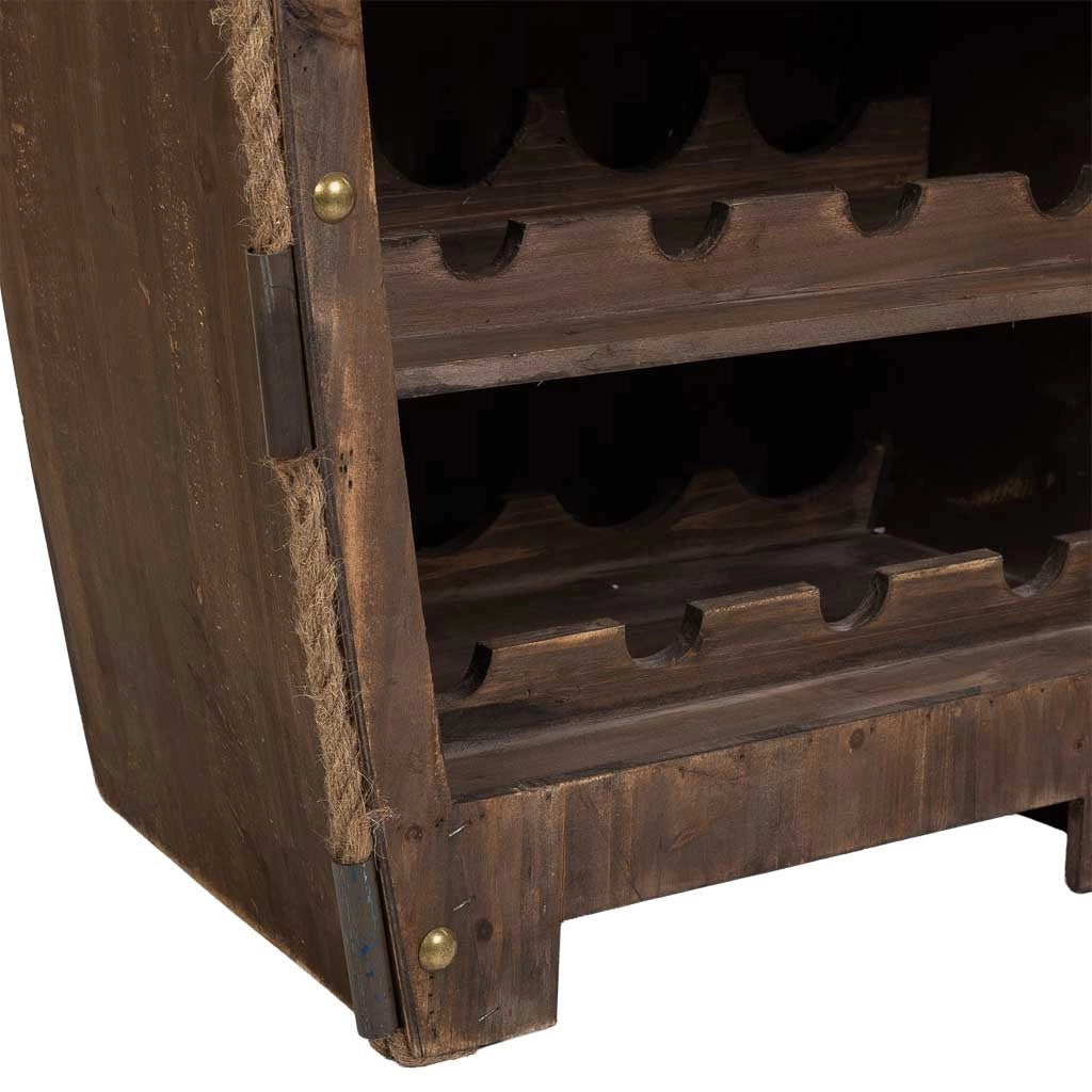 Portabottiglie in legno e metallo marrone 61x31x154h cm