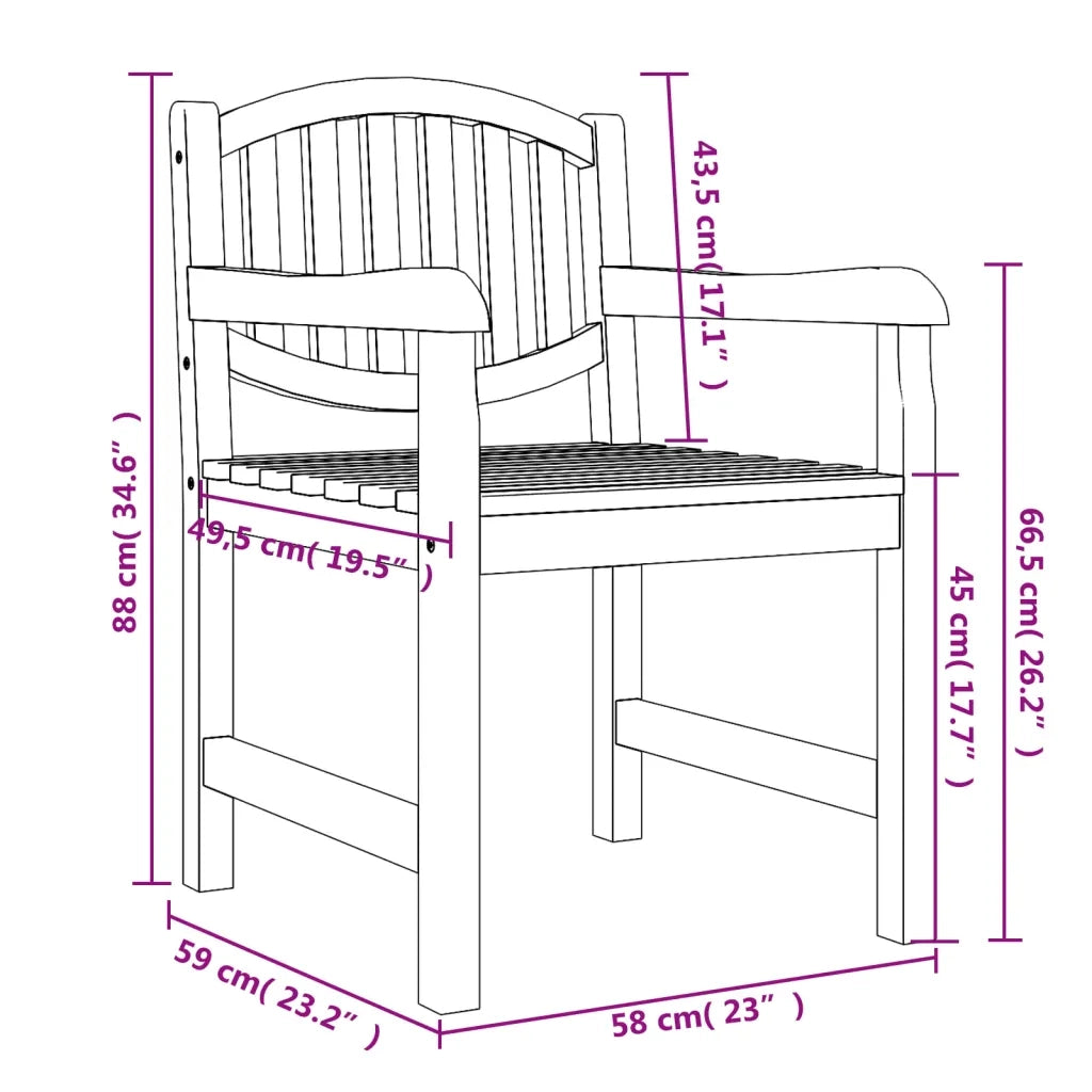 Sedie da Giardino 4 pz 58x59x88 cm in Legno Massello di Teak 3157904