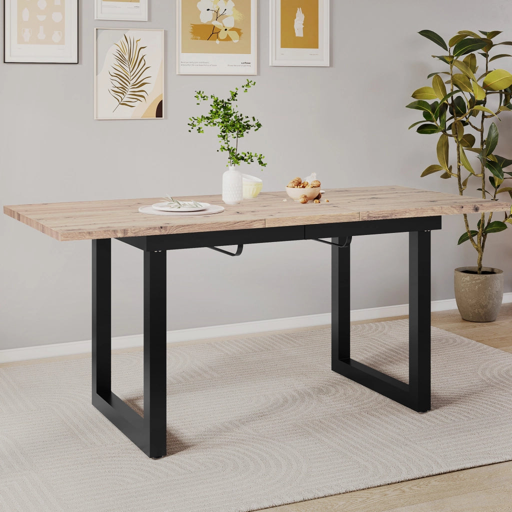 Tavolo da pranzo allungabile in MDF e metallo stile industriale rettangolare per sala da pranzo 140 × 80 × 75 cm