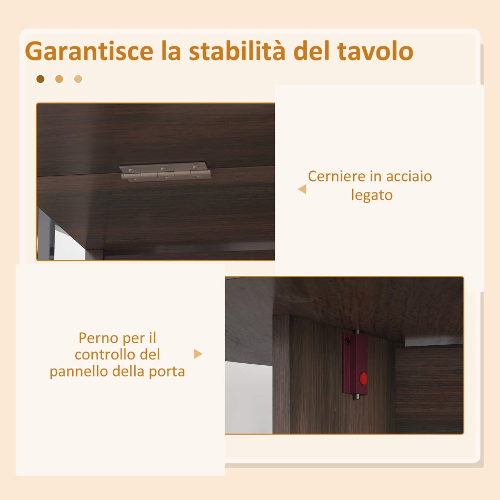 Tavolo Pieghevole Salvaspazio Ovale con 2 Ribalte ¨C Xylo ¨C Legno Marrone