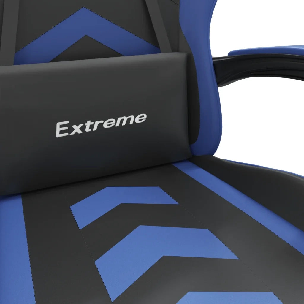 Sedia da Gaming con Poggiapiedi Nero e Blu in Similpelle cod mxl 65951