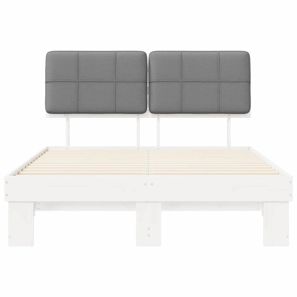 Letto con Testiera Rivestita Grigio chiaro 160 x 200 cm