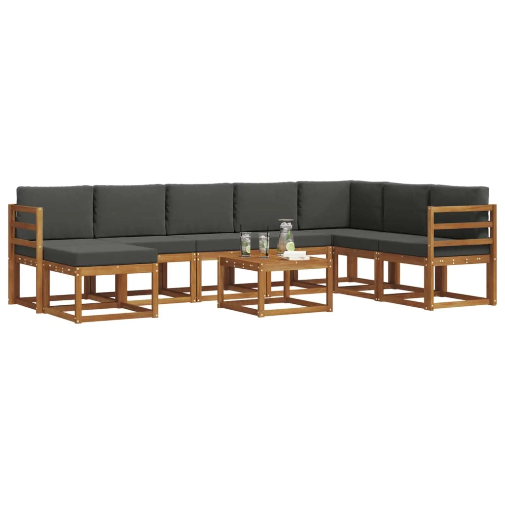 Set di divani da esterno con cuscino 9 pcs Naturale e Antracite 3366835