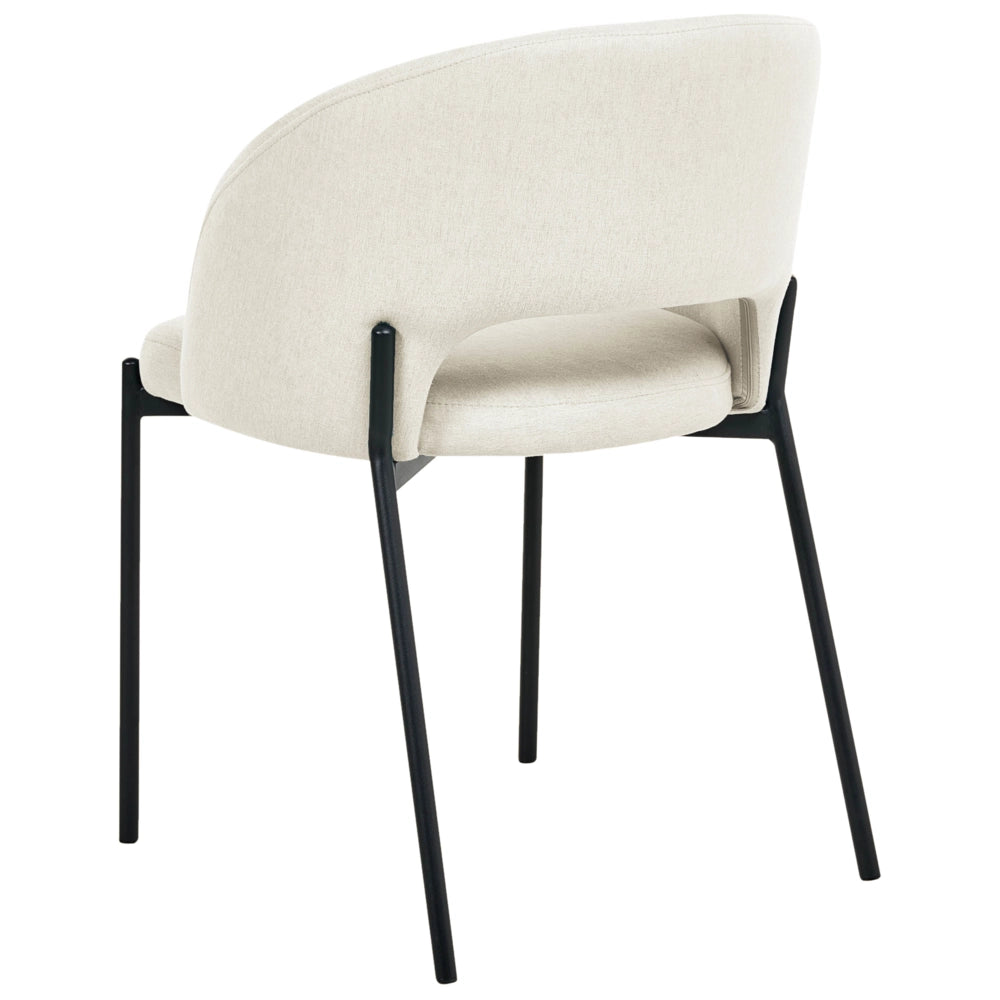 Set di 2 sedie da pranzo tessuto beige chiaro e metallo braccioli e schienale con apertura moderna industriale