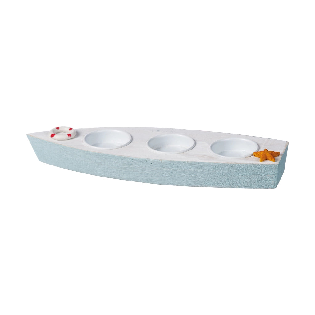 PORTACANDELA A BARCA 25X9XH3CM IN 2 COLORI