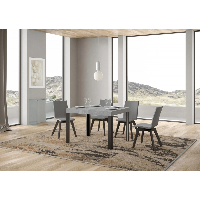 Tavolo allungabile 70x110/194 cm Linea telaio Antracite - Cemento