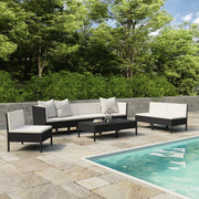 Set Divani da Giardino 9 pz con Cuscini in Polyrattan Nero cod mxl 37799