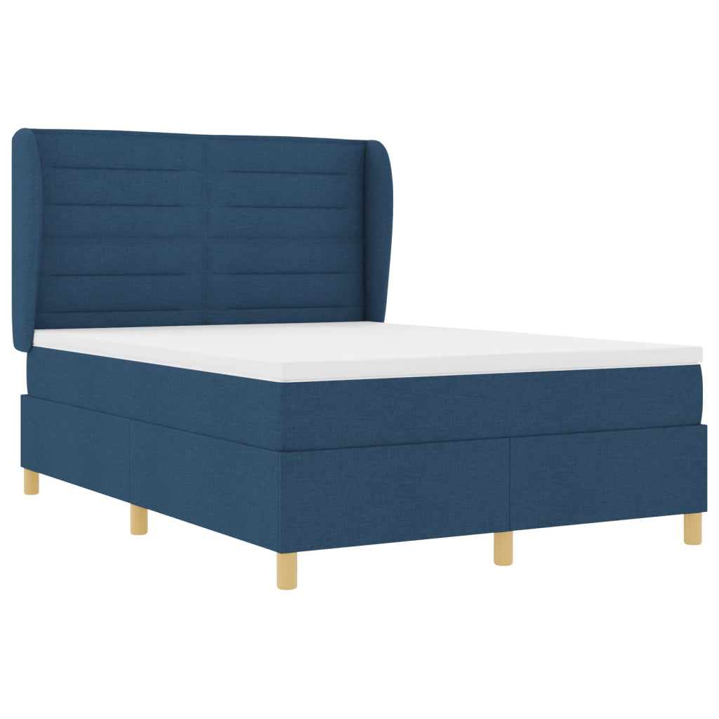 Letto Box Spring con Materasso Blu 160x200 cm Tessuto
