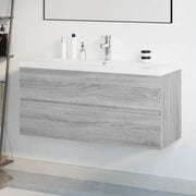 Mobile Bagno e Lavabo Integrato-Lavandino-Armadietto da bagno Grigio Sonoma Legno Multistrato 852693
