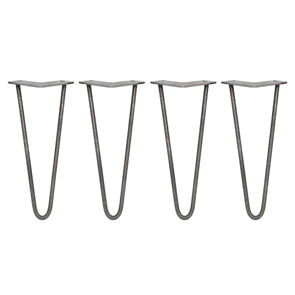 4 Gambe per Tavolo a Forcina SkiSki Legs 30,5cm Acciaio Naturale 2 Rebbi 10mm