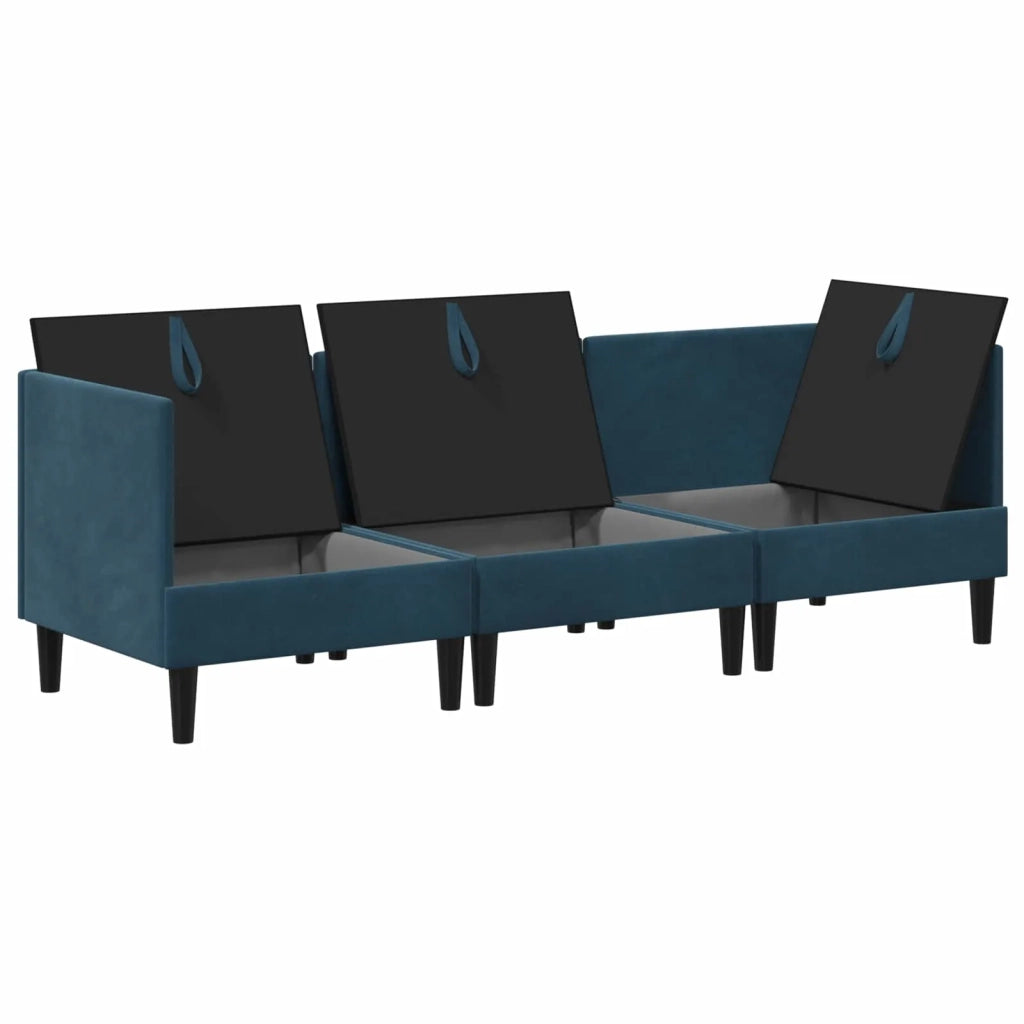 Set di mobili per il soggiorno con cuscino 3 pcs Blu Velluto 3413768