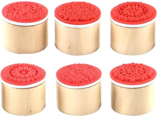 Set di 6 timbri in legno di gomma, timbri in legno vintage con diverse fiori, per scrapbooking, creazione di carte, inviti di matrimonio