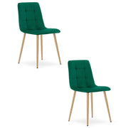 Set di 2 sedie Kara in velluto verde scuro con gambe effetto legno
