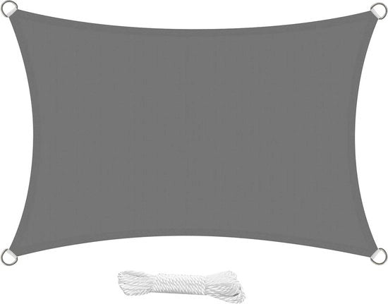 Ombrello a Vela 2x3 Metri Rettilineo Impermeabile PES Polyester - Protezione UV Grigio