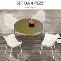 Set 4 Sedie in Plastica con Piedini Antiscivolo, 59x55x84 cm, Grigio