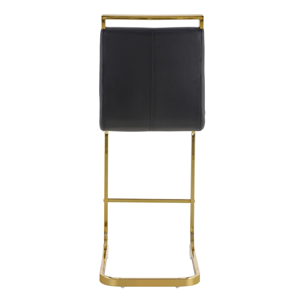 Set 2 Sgabelli da Bar Stile Nordico ¨C MINIMAL ¨C Similpelle Nera, Gambe in Metallo Oro