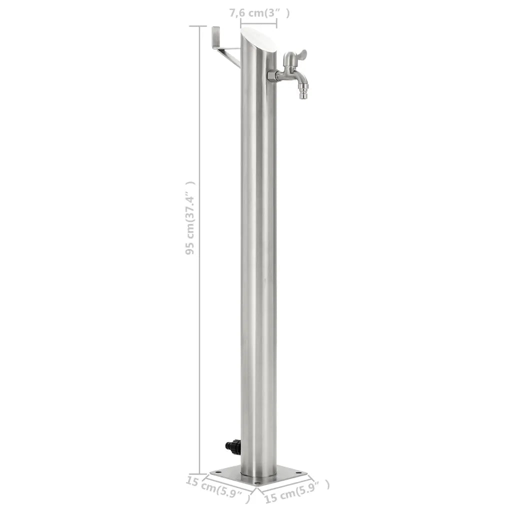 Fontanella a Colonna in Acciaio Inossidabile Rotonda 95 cm CFW6807542