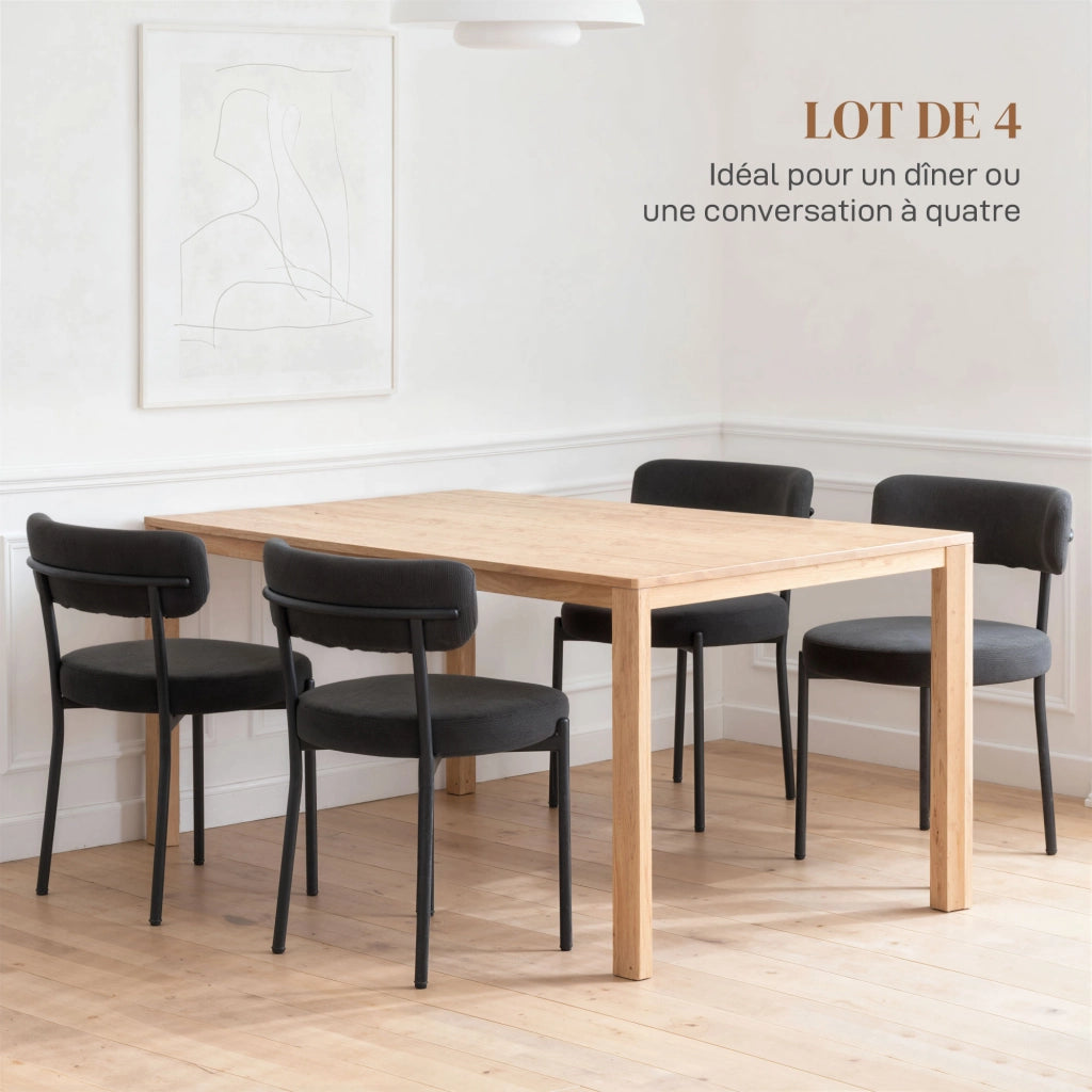 Set di 4 sedie da pranzo con schienale in tessuto e gambe in metallo ¨C zephmum ¨C nero 51x51x76 cm