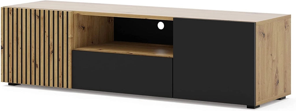 MOBILE PORTA TV  STAND TV SOGGIORNO 150x42x42cm ROVERE NERO OPACO