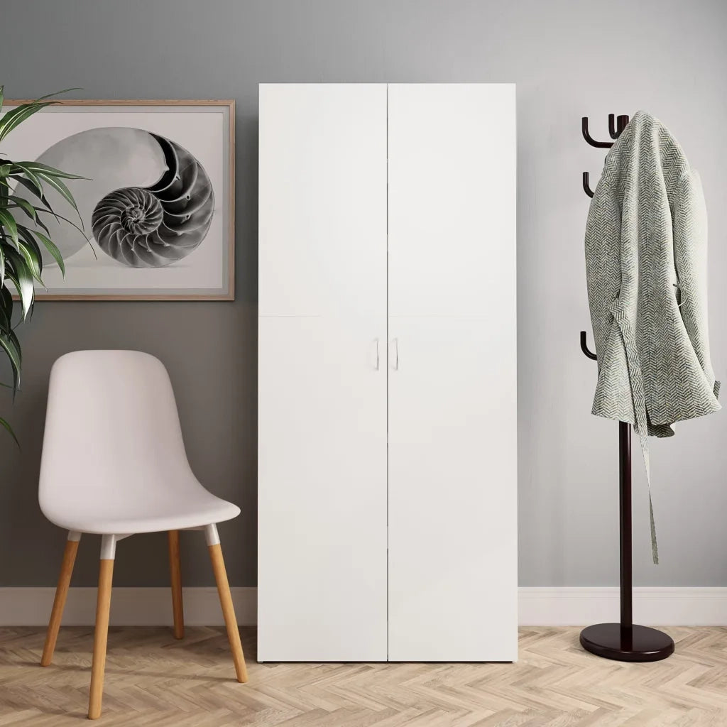 Scarpiera Bianca 80x35,5x180 cm in Legno Multistrato 800288