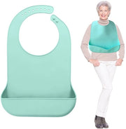 Slabbetji in silicone per adulti con contenitore, lavabile, per adulti uomini e donne, colore Vivid Mint (grande), dimensioni 14,5 pollici (b) x